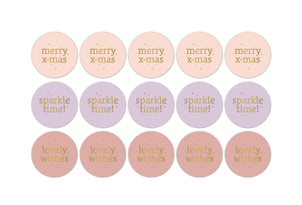 Goudfolie stickres - christmas wishes lila, roze, lichtroze 10st