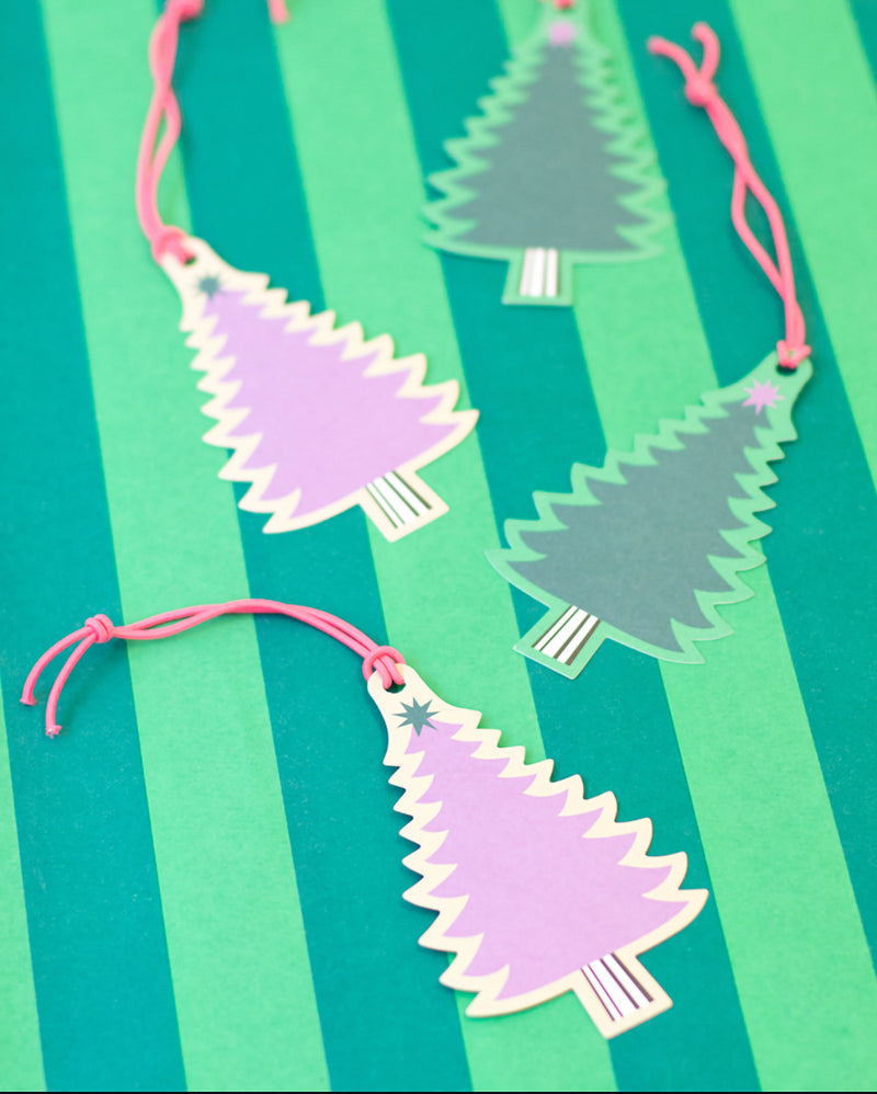 Label - Kerstboom labels kerstboom roze/jade