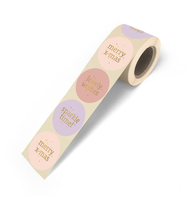 Goudfolie stickres - christmas wishes lila, roze, lichtroze 10st