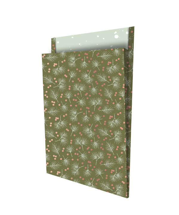 Tijdschriftenzak xl - Vintage Berries & Branches groen inpakzak 25 x 34 cm