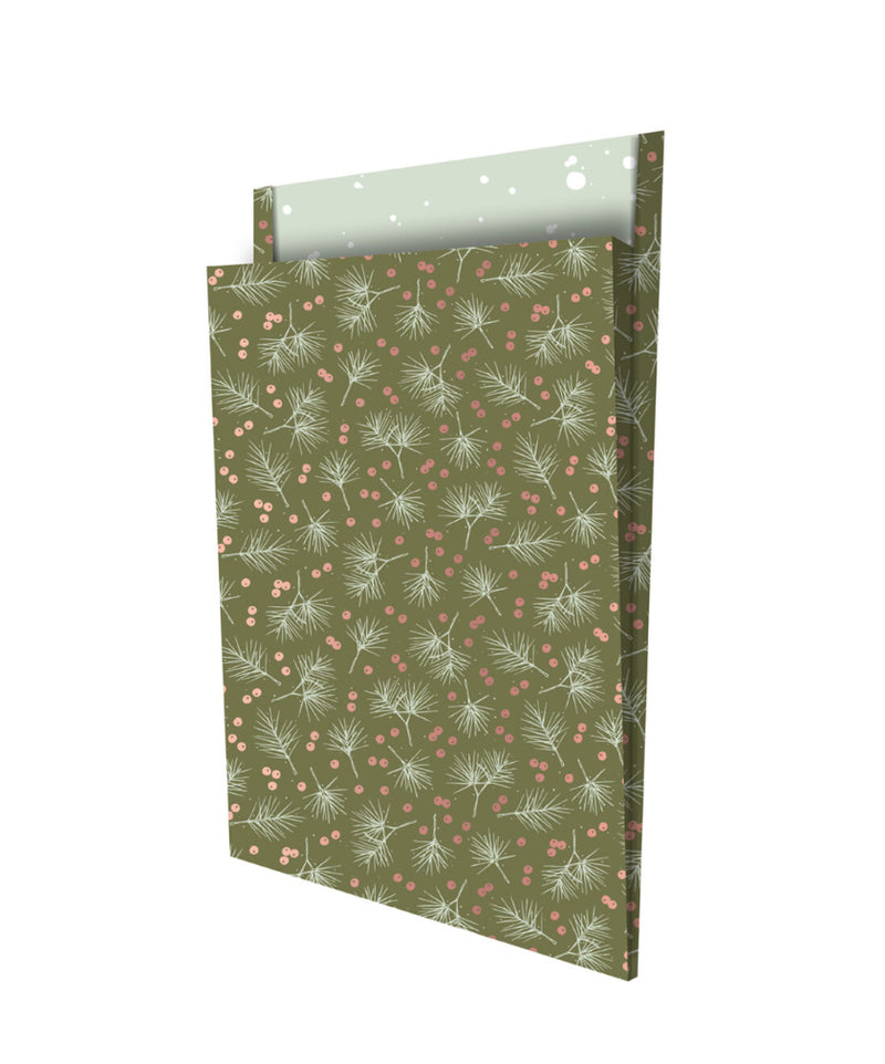 Tijdschriftenzak xl - Vintage Berries & Branches groen inpakzak 25 x 34 cm