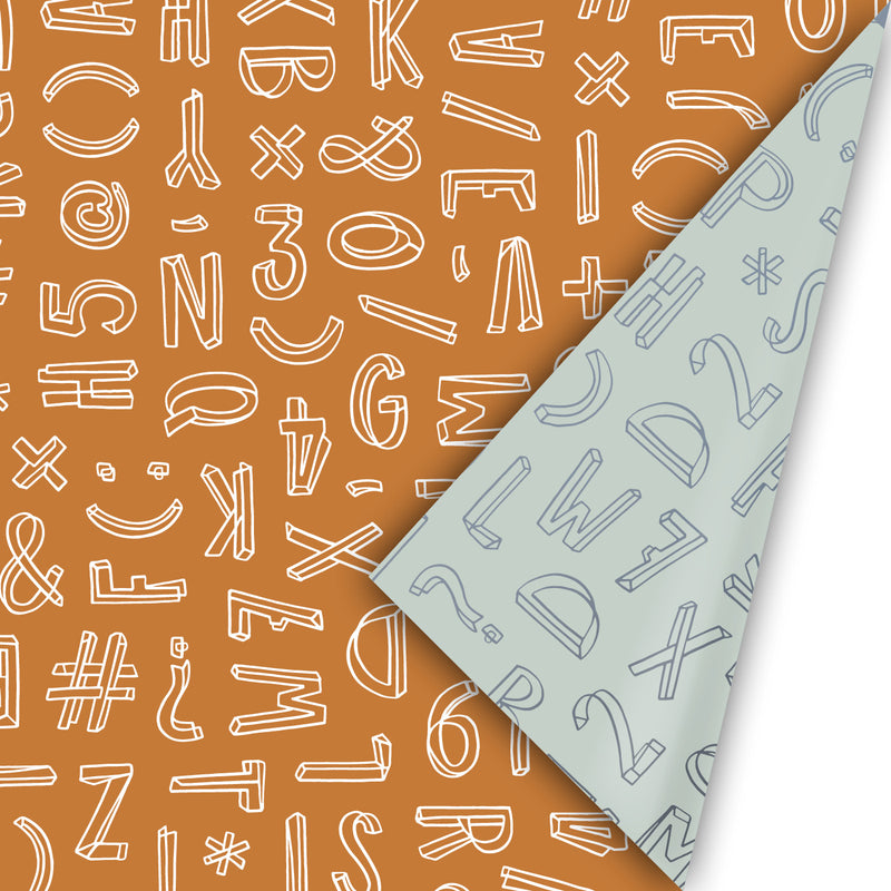 Typo Graphic Roest/Wit Cadeaupapier 50 x 300 cm