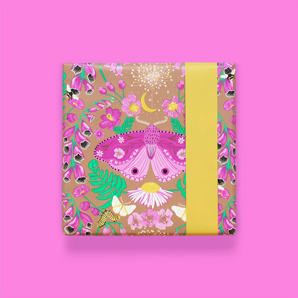 Botanic Pink - Yellow Cadeaupapier 70 x 300 cm