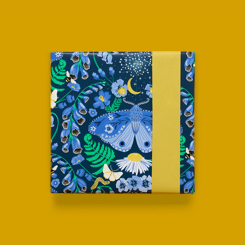Botanic Blue - Yellow Cadeaupapier 70 x 300 cm