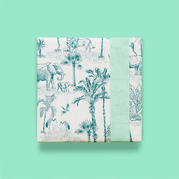 Vintage Jungle Jade Blue Cadeaupapier 70 x 300 cm