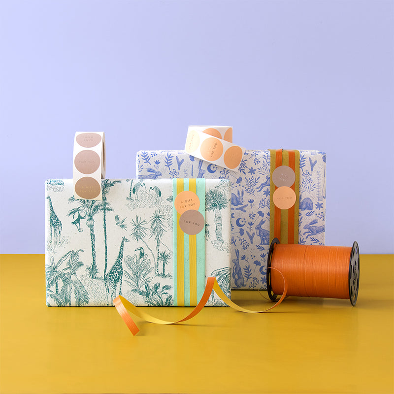 Vintage Jungle Jade Blue Cadeaupapier 70 x 300 cm