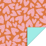 Love Hearts Cognac - Mint Cadeaupapier 70 x 300 cm
