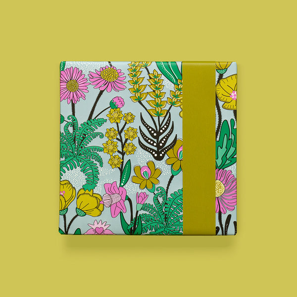 Flowers Vintage Blue - Olive Cadeaupapier 70 x 300 cm