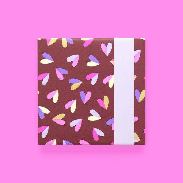 Hearts Duo Beet Red - Lilac Cadeaupapier 70 x 300 cm