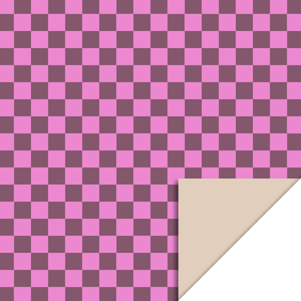 Big Check Beet Red/Pink - Nude Cadeaupapier 70 x 300 cm