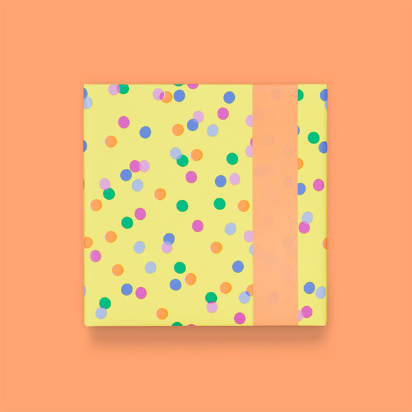 Party Confetti Yellow - Salmon Cadeaupapier 70 x 300 cm