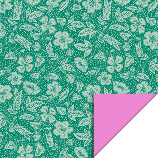 Poppy Green - Pink Cadeaupapier 70 x 300 cm