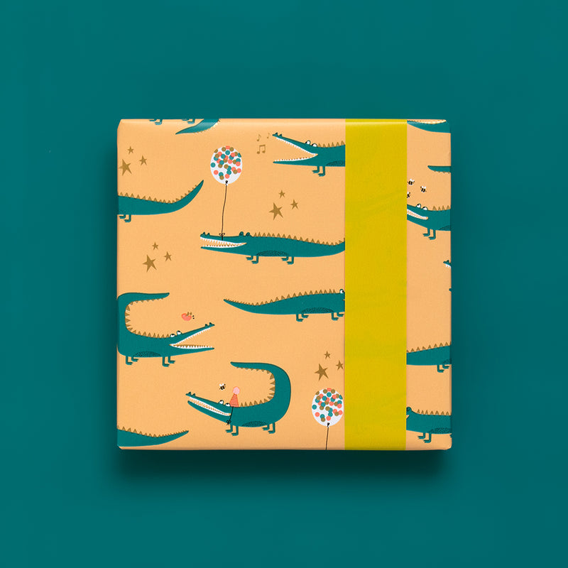 Crocodile Peach/Yellow Cadeaupapier 70 x 300 cm