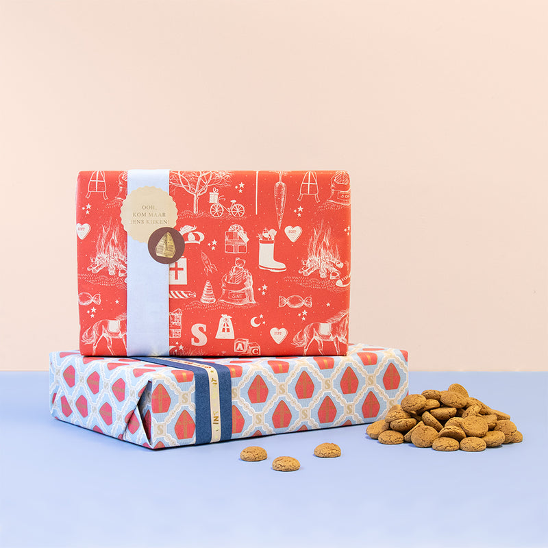 Sint - Mijter Blue - Dark Blue Cadeaupapier 70 x 300 cm