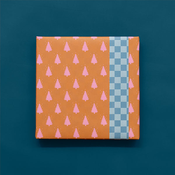 X-mas Tree Cognac/Pink Cadeaupapier 70 x 300 cm