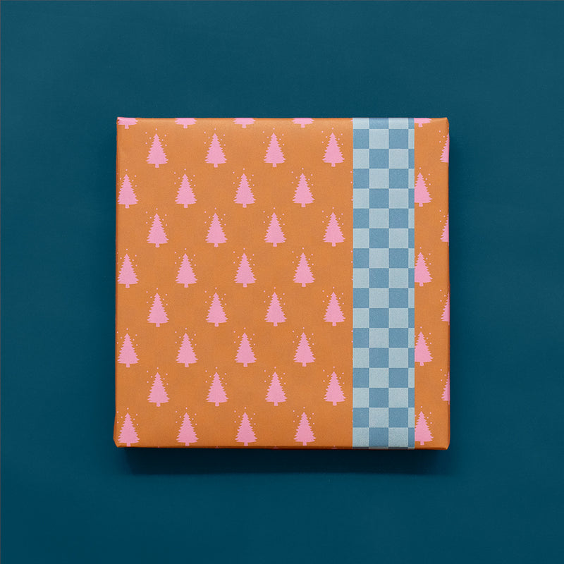 X-mas Tree Cognac/Pink Cadeaupapier 70 x 300 cm