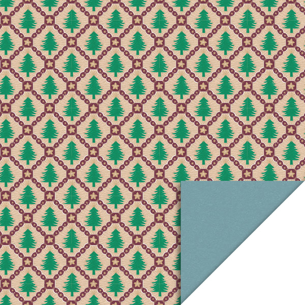 X-mas Tree Check - Blue Cadeaupapier 70 x 300 cm