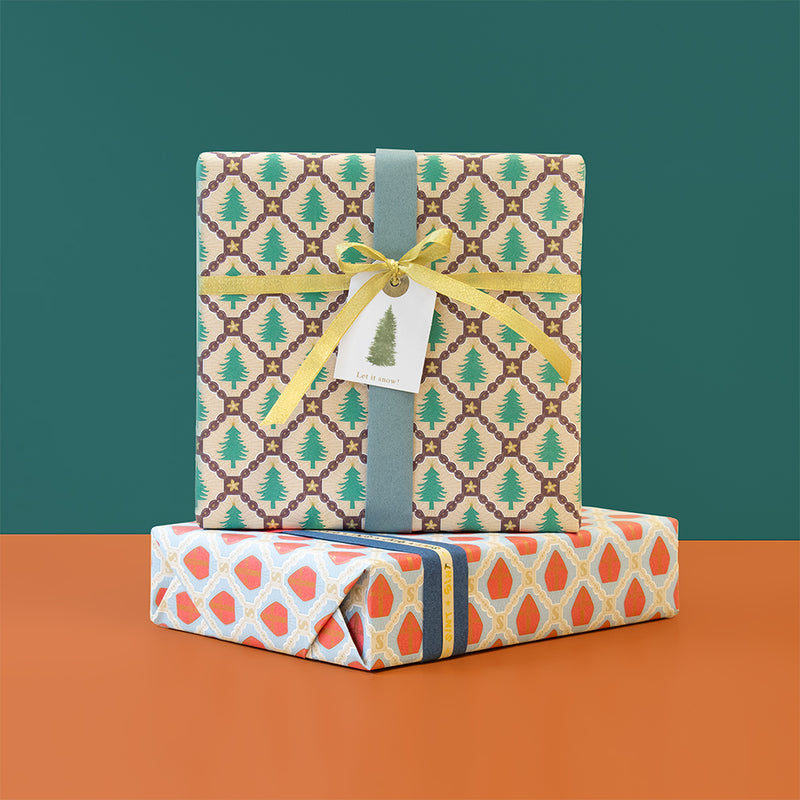 X-mas Tree Check - Blue Cadeaupapier 70 x 300 cm