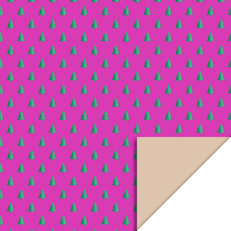 X-mas - Tree Green Foil Deep Pink - Nude Cadeaupapier 70 x 300 cm