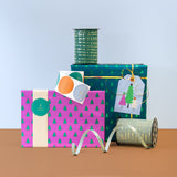 X-mas - Tree Green Foil Deep Pink - Nude Cadeaupapier 70 x 300 cm