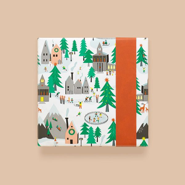 X-mas - Village - Orange Cadeaupapier 70 x 300 cm