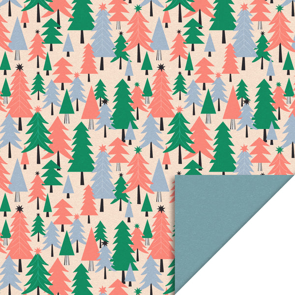 X-mas - Tree Graphic - Blue Cadeaupapier 70 x 300 cm