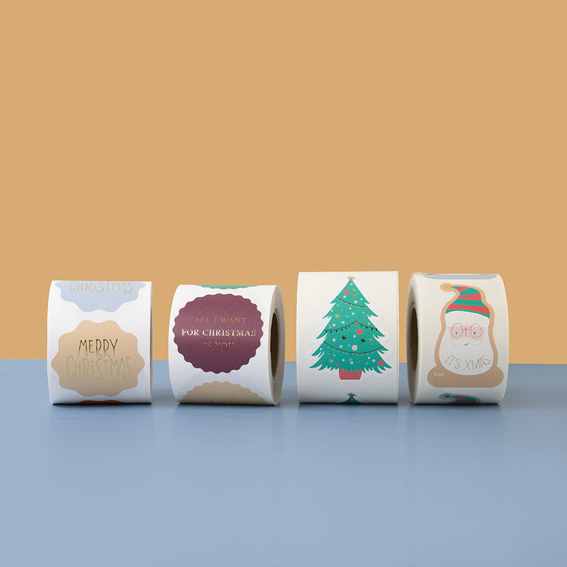 X-mas Stickers Multi - Text Merry Christmas Gold - 12 st