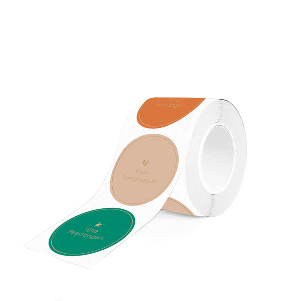 X-mas Stickers Multi - Tekst Fijne Feestdagen Goud - 12 st