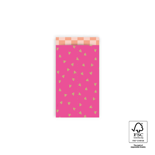 Vlakke zak S - Small Hearts - 7 x 13 cm - 5 st