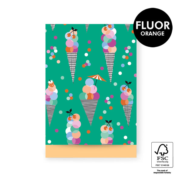 Vlakke zak L - Ice Confetti - Fluor Peach - 17 x 25 cm - 5 st