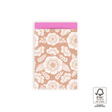 Vlakke zak M - Flowers Taupe - Pink - 12 x 19 cm - 5 st
