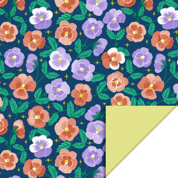 Vlakke zak M - Pansy Flowers Night  - 12 x 19 cm - 5 st