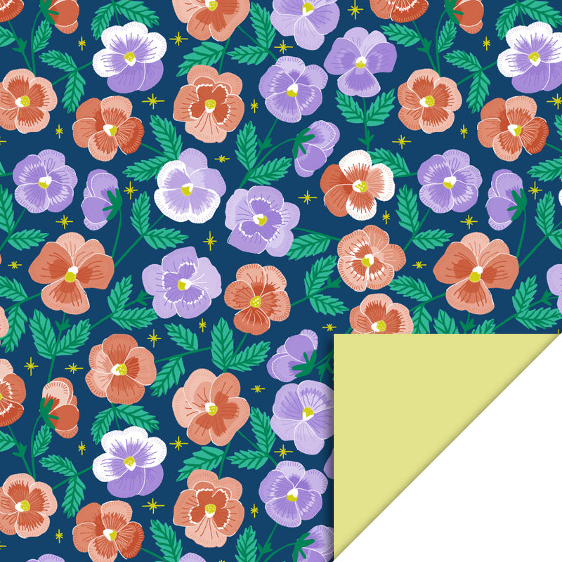 Vlakke zak M - Pansy Flowers Night  - 12 x 19 cm - 5 st