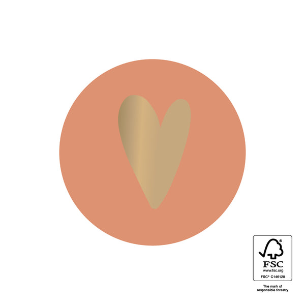 Goudfolie Hart - Dark Peach - 10 st