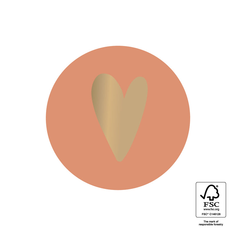 Goudfolie Hart - Dark Peach - 10 st