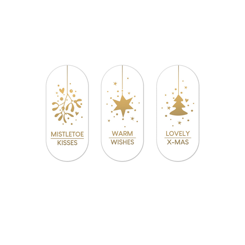 Goudfolie Stickers - Kerst Ovaal Wit