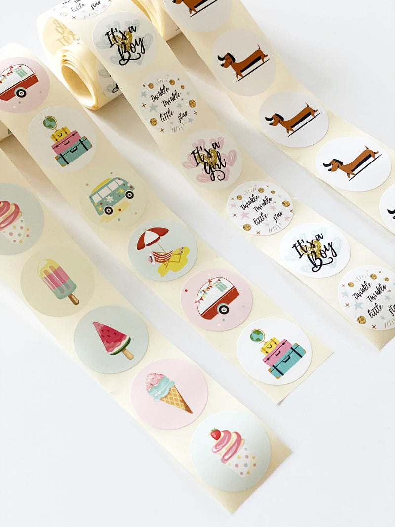 Assortiment - Vakantie Stickers Rond 12 st