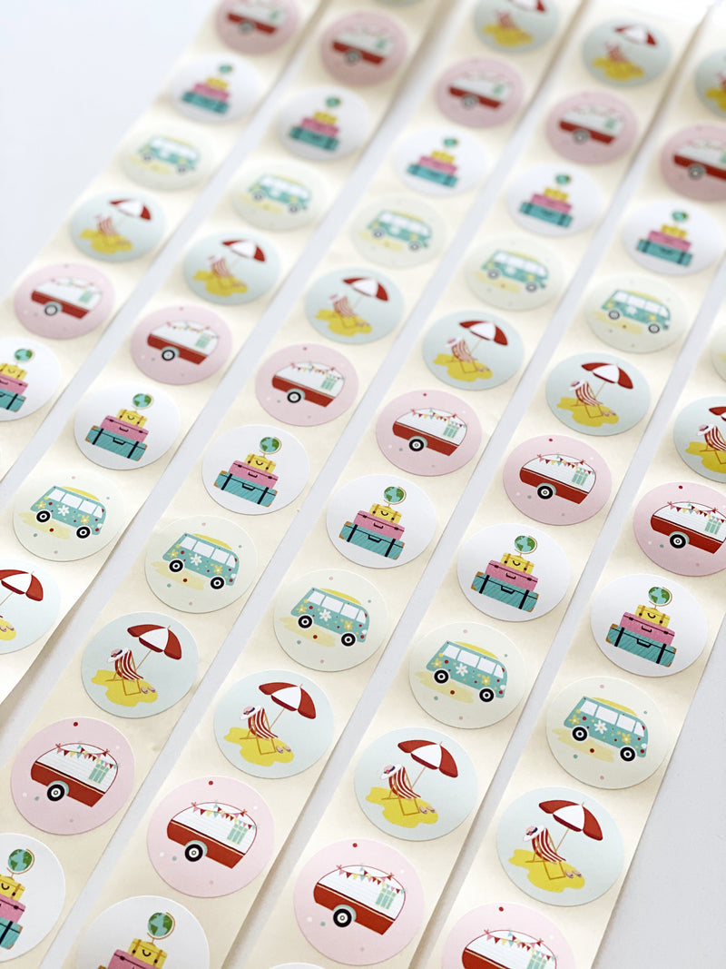 Assortiment - Vakantie Stickers Rond 12 st