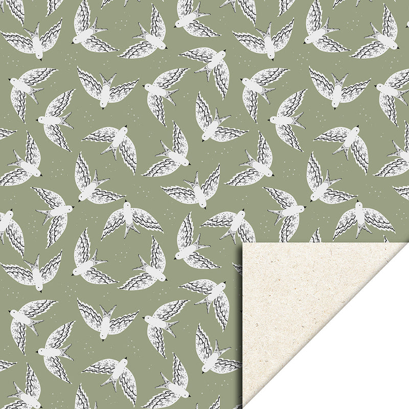 birds-groen-cadeaupapier