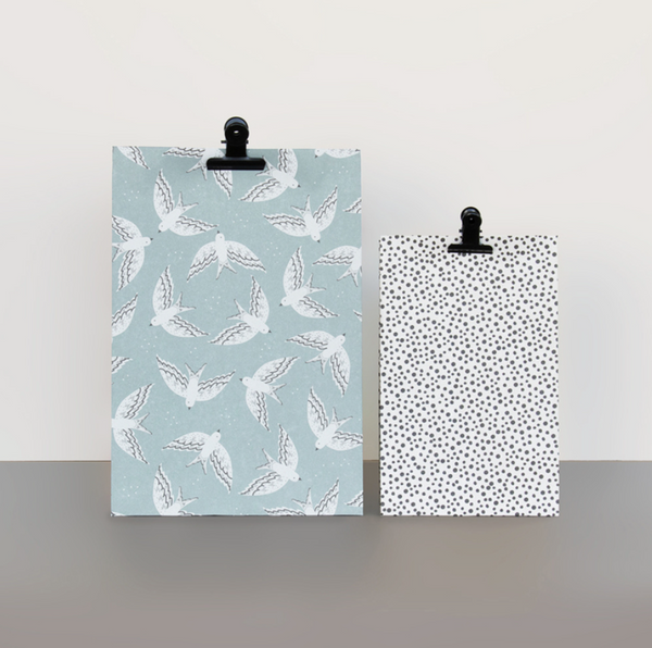 Blokbodemzak M - Birds Blauw Inpakzakken 17 x 25 cm - 2 st