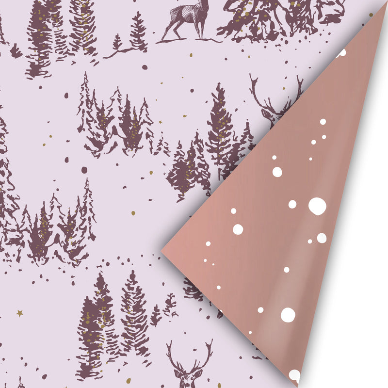Reindeer Forest Lila/Paars Cadeaupapier 50 x 300 cm