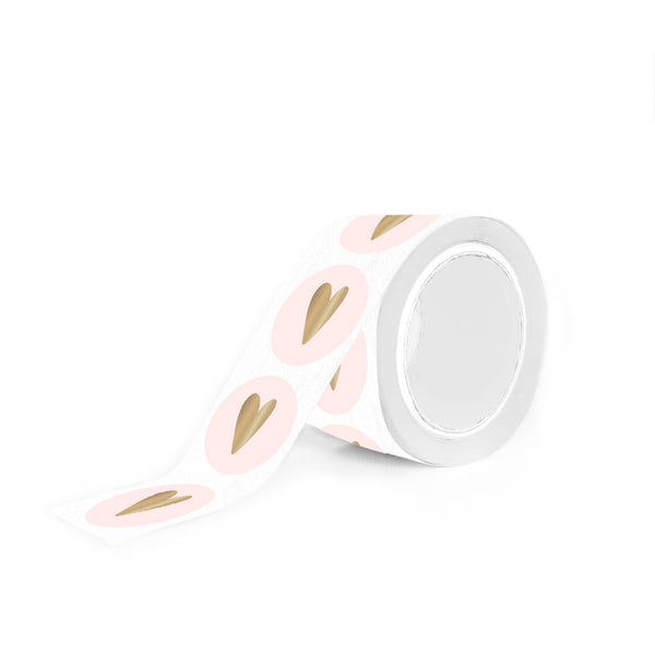 Goudfolie - Hart Roze Stickers Rond 10 st