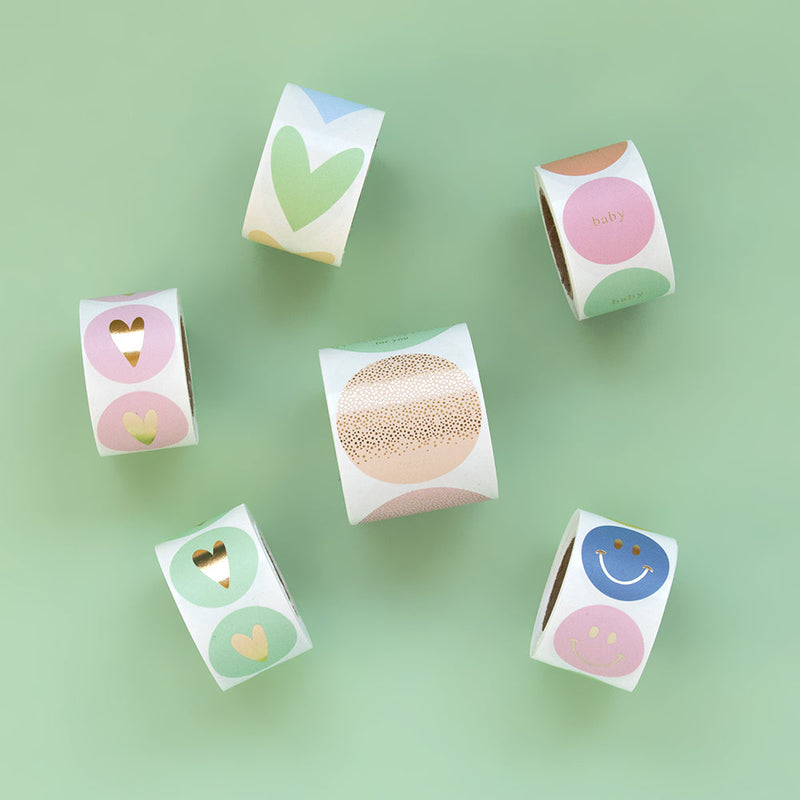 Goudfolie - Hart Roze Stickers Rond 10 st
