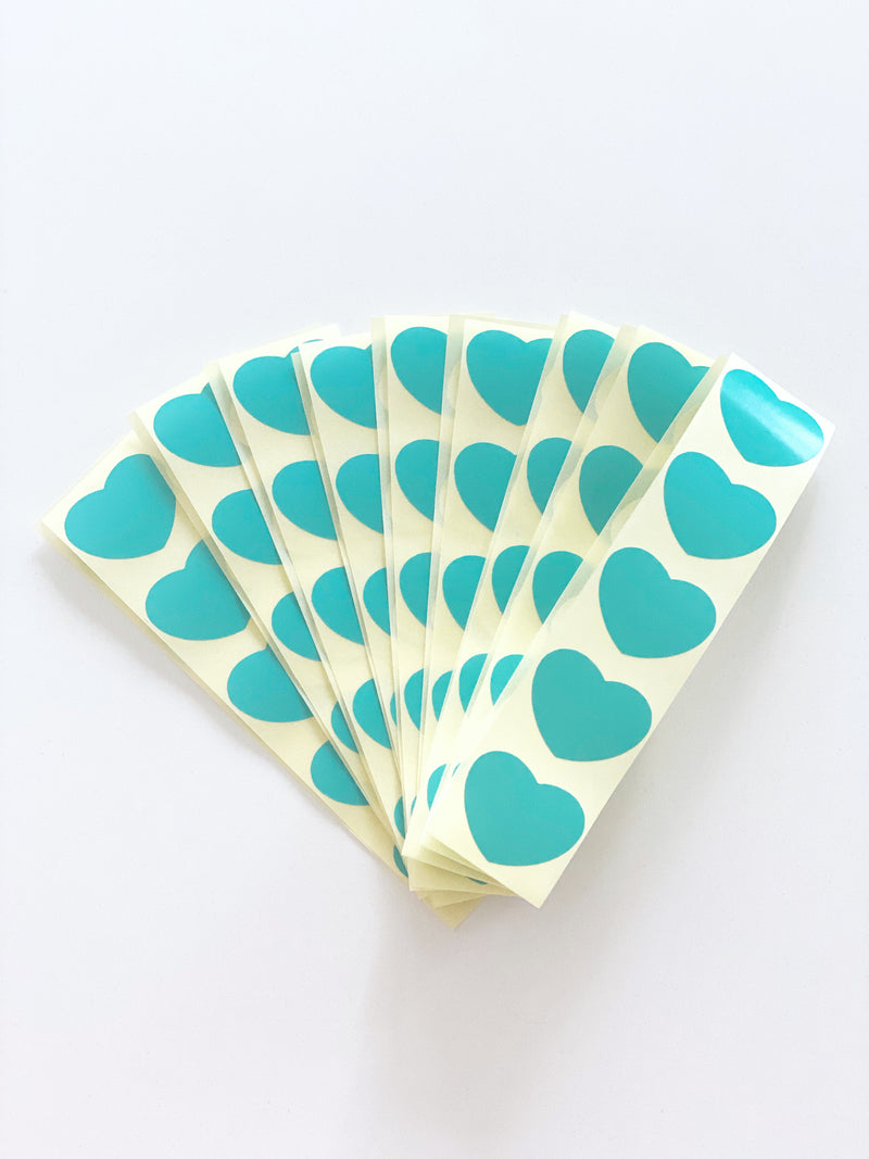 Hart - Turquoise Stickers Hart 10 stuk