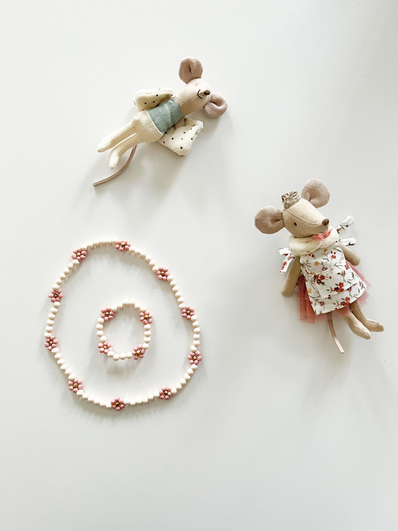 Kids Ketting + Armband Bloemen