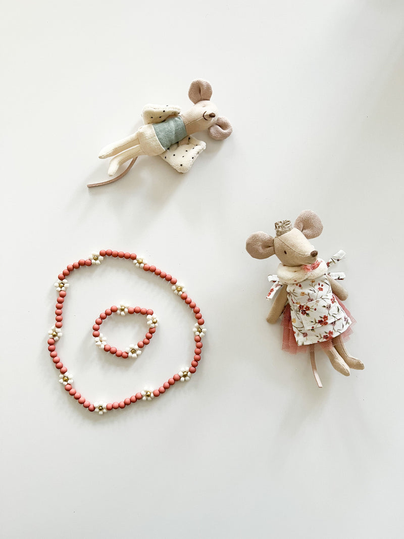 Kids Ketting + Armband Bloemen