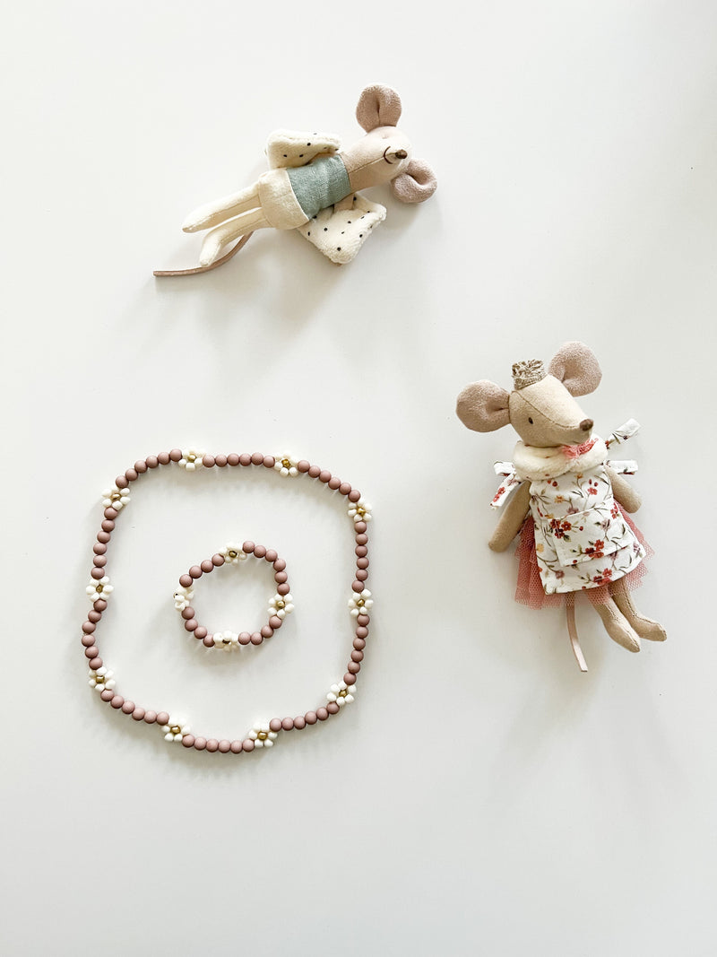 Kids Ketting + Armband Bloemen