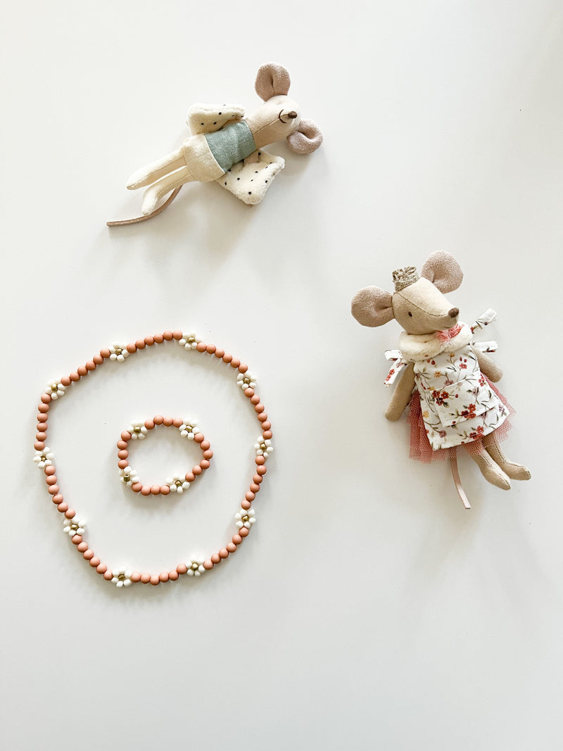 Kids Ketting + Armband Bloemen