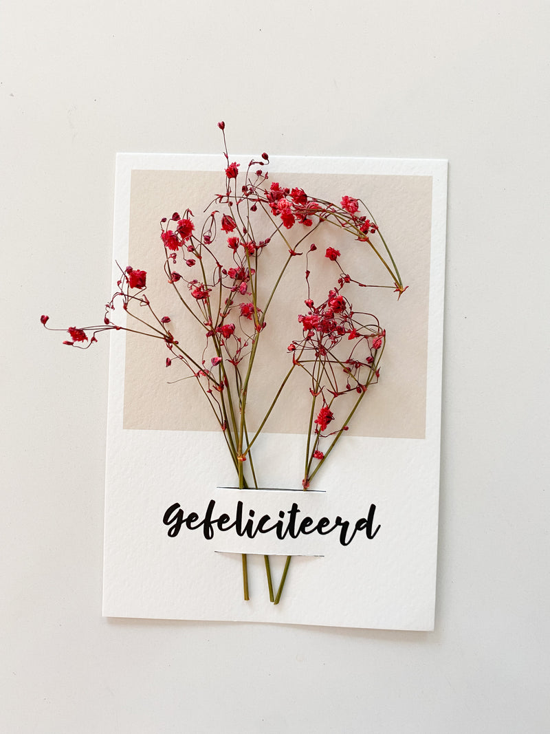 Gefeliciteerd Droogbloemkaart A6