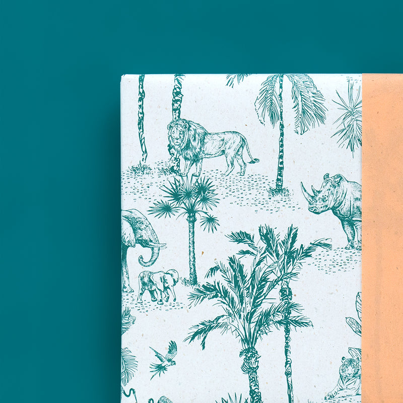 Vlakke zak XL - Vintage Jungle - Jade Blue/Peach - 27 x 34 cm - 5 st
